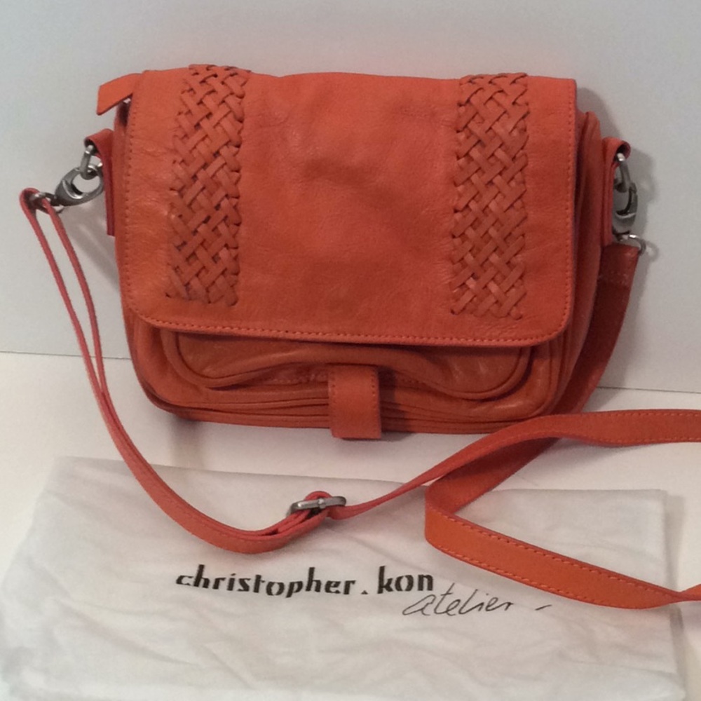 Christopher. Kon Orange Leather Crossbody